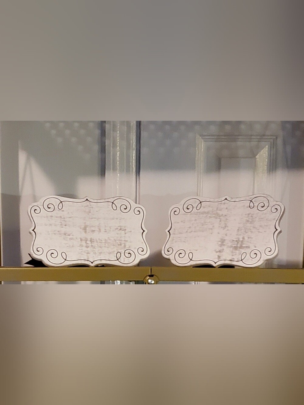 Pair of White Distressed Chalkboard Signs